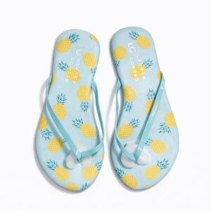 🏷️ Lauren Conrad Poolside Flip Flops Light Blue Pineapple Size 6